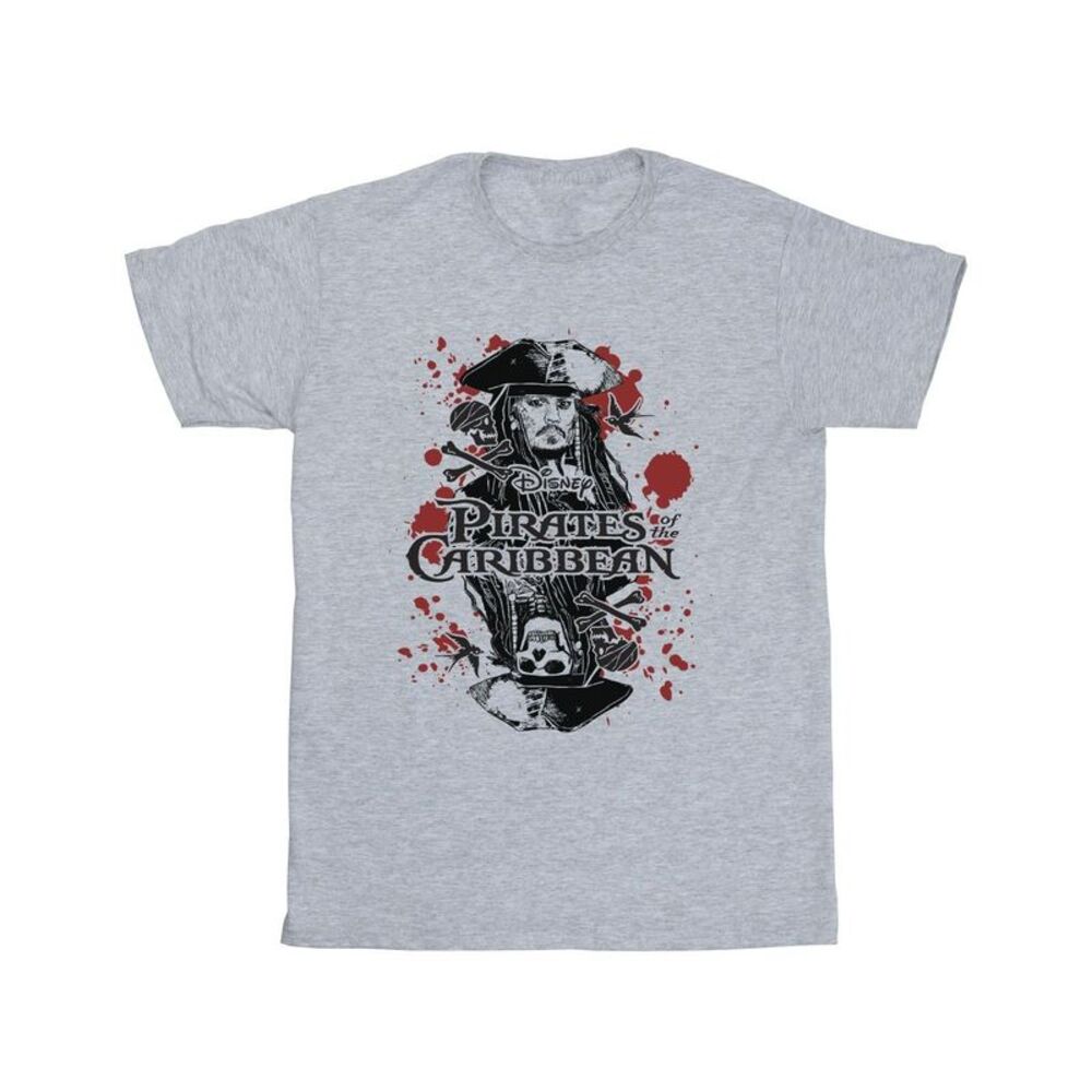Pirates of the Caribbean Mens Jack Sparrow T-Shirt / Sports Gray